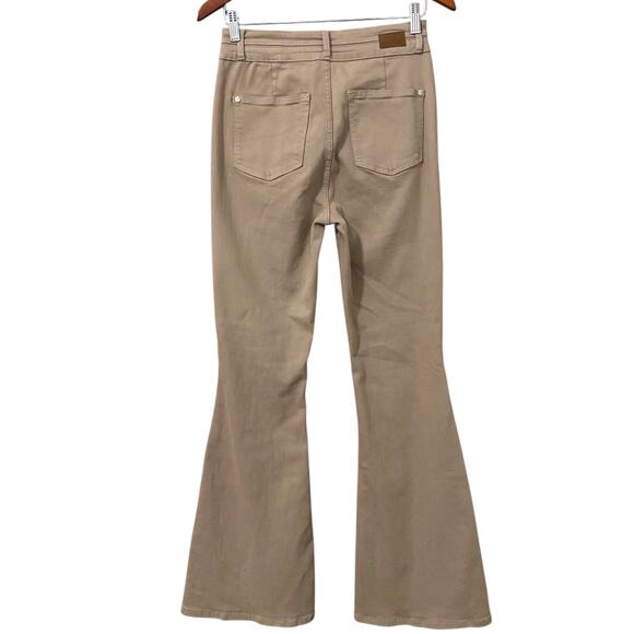 Judy Blue High Rise Double Waistband Flare Pant 7/28 Khaki Denim Tummy Control - Picture 6 of 15
